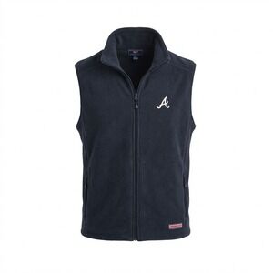 Vineyard Vines Atlanta Braves Fleece Vest Mens XL Navy MLB Preppy Fan Baseball